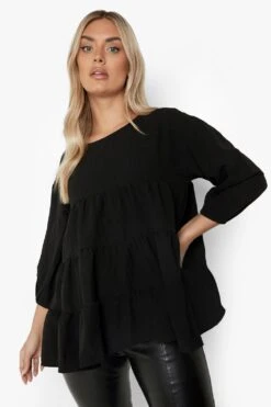 Plus Gestuftes Kitteloberteil In Knitteroptik 9 Plus Gestuftes Kitteloberteil In Knitteroptik -Stil Formen Verkäufe pzz10939 black xl 3