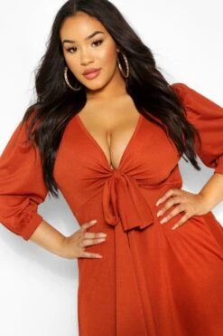 Plus Skaterkleid Mit Knoten Vorne 9 Plus Skaterkleid Mit Knoten Vorne -Stil Formen Verkäufe pzz61056 rust xl 3