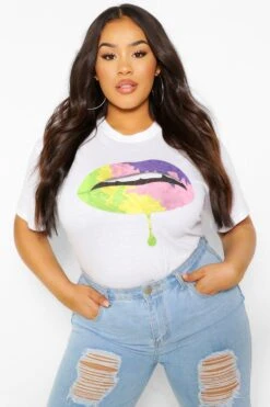 Stil Formen Verkäufe 13 Plus T-Shirt Mit Regenbogen Lippen-Print