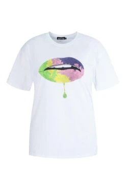 Plus T-Shirt Mit Regenbogen Lippen-Print -Stil Formen Verkäufe pzz61057 white xl 2