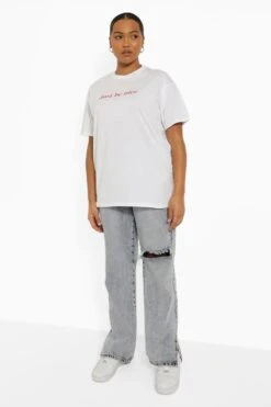 Plus T-Shirt Mit Be Nice Slogan -Stil Formen Verkäufe pzz61066 white xl 2