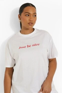 Plus T-Shirt Mit Be Nice Slogan -Stil Formen Verkäufe pzz61066 white xl 3