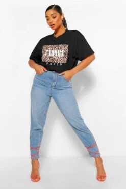 Plus Leopardenprint T-Shirt Mit J'Adore Slogan -Stil Formen Verkäufe pzz61069 black xl 3