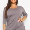 Plus Basic Oversize T-Shirt Mit 3/4 Ärmeln 2 Plus Basic Oversize T-Shirt Mit 3/4 Ärmeln -Stil Formen Verkäufe pzz61332 charcoal xl