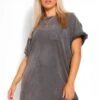 Plus T-Shirt-Kleid Mit Acid-Waschung