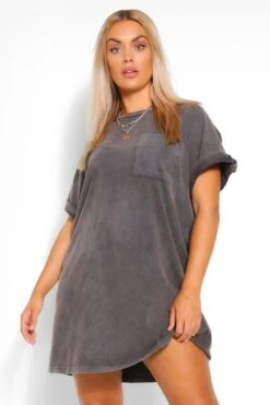 Plus T-Shirt-Kleid Mit Acid-Waschung
