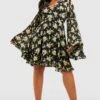 Plus Florales Skater-Kleid Mit Weiten Ärmeln 1 Plus Florales Skater-Kleid Mit Weiten Ärmeln -Stil Formen Verkäufe pzz61647 black xl