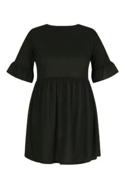 Plus Geripptes Rüschen-Smokkleid -Stil Formen Verkäufe pzz62258 black xl 2