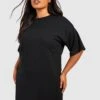 Plus Weich Geripptes, Schlichtes T-Shirt-Kleid In Übergröße 1 Plus Weich Geripptes, Schlichtes T-Shirt-Kleid In Übergröße -Stil Formen Verkäufe pzz62286 black xl
