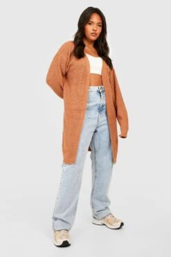 Plus Offener Cardigan Aus Waffelstrick