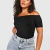 Plus Schulterfreies Basic Crop Top Mit Kurzen Ärmeln -Stil Formen Verkäufe pzz64079 black xl