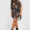 Plus Mesh T-Shirt-Kleid Mit Sonne & Mond Print -Stil Formen Verkäufe pzz64910 black xl