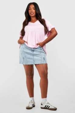 Plus Kitteloberteil Mit V-Ausschnitt Und Rüschen-Ärmeln -Stil Formen Verkäufe pzz65539 blush xl 2