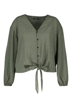 Plus Geschnürte Bluse Mti Print -Stil Formen Verkäufe pzz66135 khaki xl 2