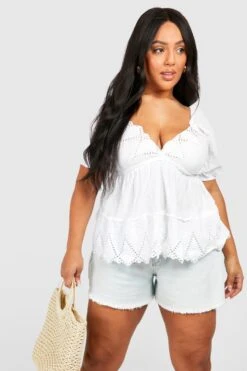 Plus Kitteloberteil Mit Lochmuster -Stil Formen Verkäufe pzz66530 white xl 2