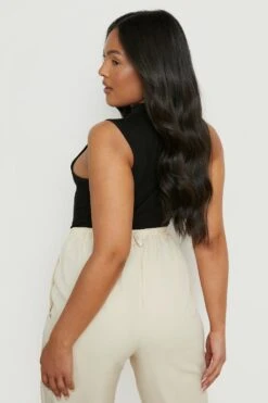 Plus Hochgeschlossenes ärmelloses Basic Oberteil -Stil Formen Verkäufe pzz67479 black xl 1