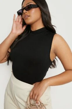 Plus Hochgeschlossenes ärmelloses Basic Oberteil -Stil Formen Verkäufe pzz67479 black xl 3