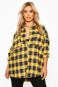 Plus Kariertes Oversize Boyfriend-Hemd