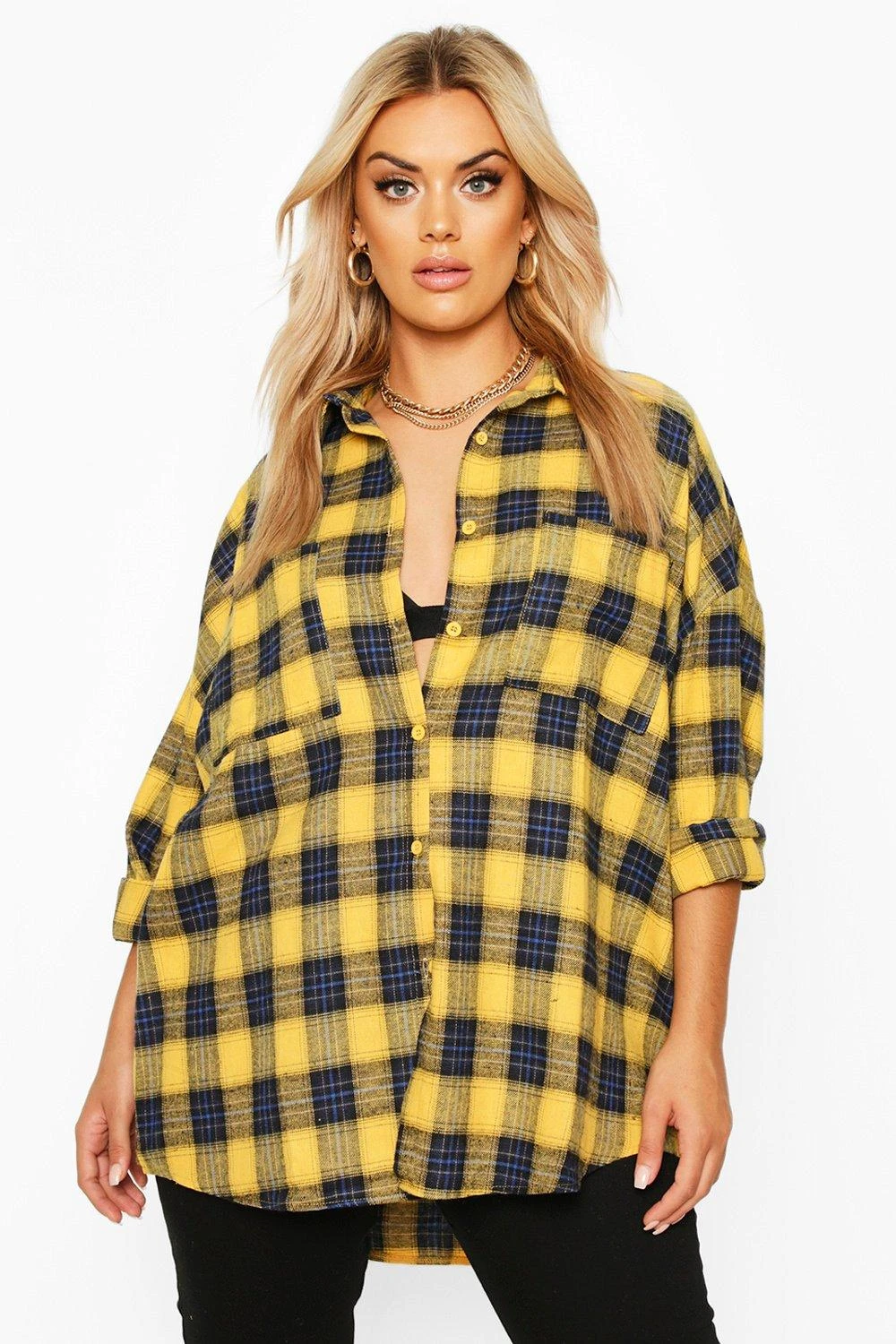 Plus Kariertes Oversize Boyfriend-Hemd 3 Plus Kariertes Oversize Boyfriend-Hemd