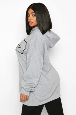 Plus Oversize Hoodie Mit Paris-Slogan 7 Plus Oversize Hoodie Mit Paris-Slogan -Stil Formen Verkäufe pzz68403 blush xl 1