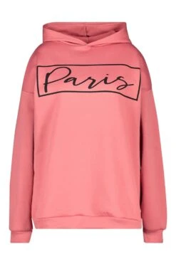Plus Oversize Hoodie Mit Paris-Slogan 8 Plus Oversize Hoodie Mit Paris-Slogan -Stil Formen Verkäufe pzz68403 blush xl 2