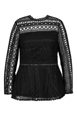 Plus Hochgeschlossenes Spitzen-Schößchentop -Stil Formen Verkäufe pzz69413 black xl 2