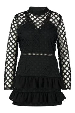 Plus Hochgeschlossenes Premium Statement Rüschenkleid -Stil Formen Verkäufe pzz70759 black xl 2