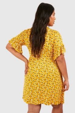Plus Florales Smokkleid -Stil Formen Verkäufe pzz70998 mustard xl 1