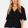 Plus Schößchenbluse Mit Weiten Ärmeln -Stil Formen Verkäufe pzz71713 black xl