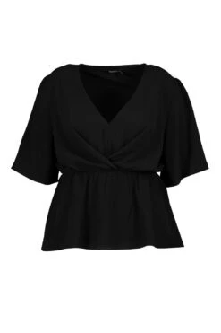 Plus Schößchenbluse Mit Weiten Ärmeln -Stil Formen Verkäufe pzz71713 black xl 2