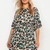 Plus Smok-Kleid Mit Leopardenprint