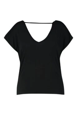 Plus Basic T-Shirt Mit V-Ausschnitt Und Keyhole-Ausschnitt -Stil Formen Verkäufe pzz71854 black xl 2