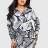 Plus Oversize Hemd-Kleid Mit Schlagenprint