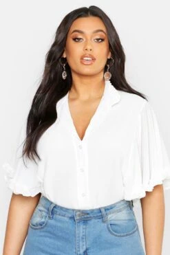 Plus Rüschen-Bluse Mit Weiten Ärmeln -Stil Formen Verkäufe pzz72153 sky xl 3