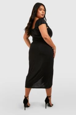 Plus Schulterfreies Wickel-Midikleid -Stil Formen Verkäufe pzz73792 black xl 1