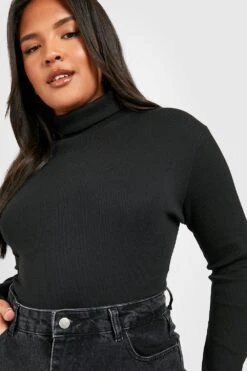 Plus Gerippter Body Mit Rollkragen -Stil Formen Verkäufe pzz74922 black xl 3