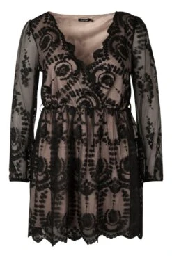 Plus Spitzen-Skaterkleid Mit Tiefem Ausschnitt -Stil Formen Verkäufe pzz77946 black xl 2