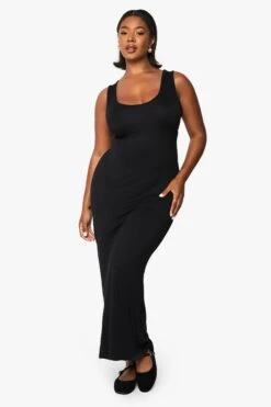 Plus Rundhals-Maxikleid