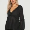 Plus Bluse Mit Tiefem Ausschnitt Und Rüschen-Detail -Stil Formen Verkäufe pzz84663 black xl
