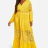 Plus Boho-Maxikleid Mit Spitzeneinsätzen -Stil Formen Verkäufe pzz90559 ochre xl