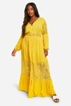 Stil Formen Verkäufe 22 Plus Boho-Maxikleid Mit Spitzeneinsätzen