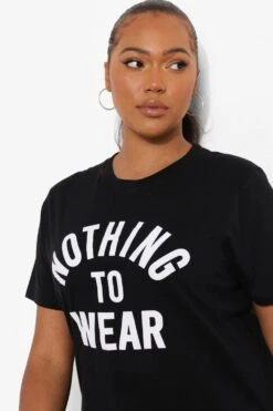 Plus T-Shirt Mit Nothing To Wear Slogan -Stil Formen Verkäufe pzz97577 black xl 3