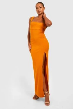 Tall Maxikleid Mit Geradem Ausschnitt Und Schlitz -Stil Formen Verkäufe tzz97468 mustard xl 2