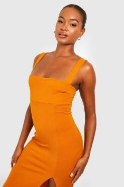 Tall Maxikleid Mit Geradem Ausschnitt Und Schlitz -Stil Formen Verkäufe tzz97468 mustard xl 3